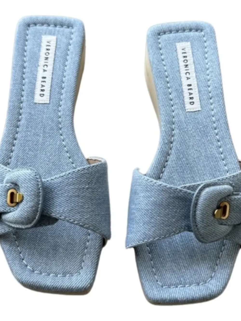 Veronica Beard Light Blue Denim Knot Slide Mules W/ Dust Bag
